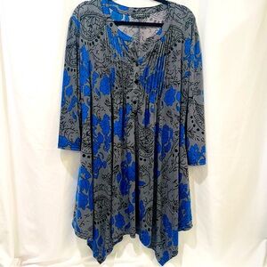 Women’s 3x Multicolor Floral Rose Print Tunic Top 3/4 Sleeve